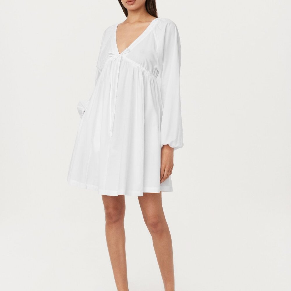 Frank And Oak The Poplin Baby Doll Dress in Bright White Size XL